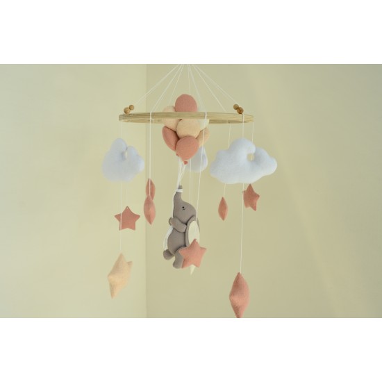 Κρεμαστό κούνιας μωρού   Ελεφαντάκι με μπαλόνια